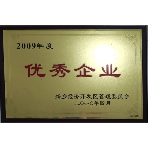 2009年度优 秀企业证书